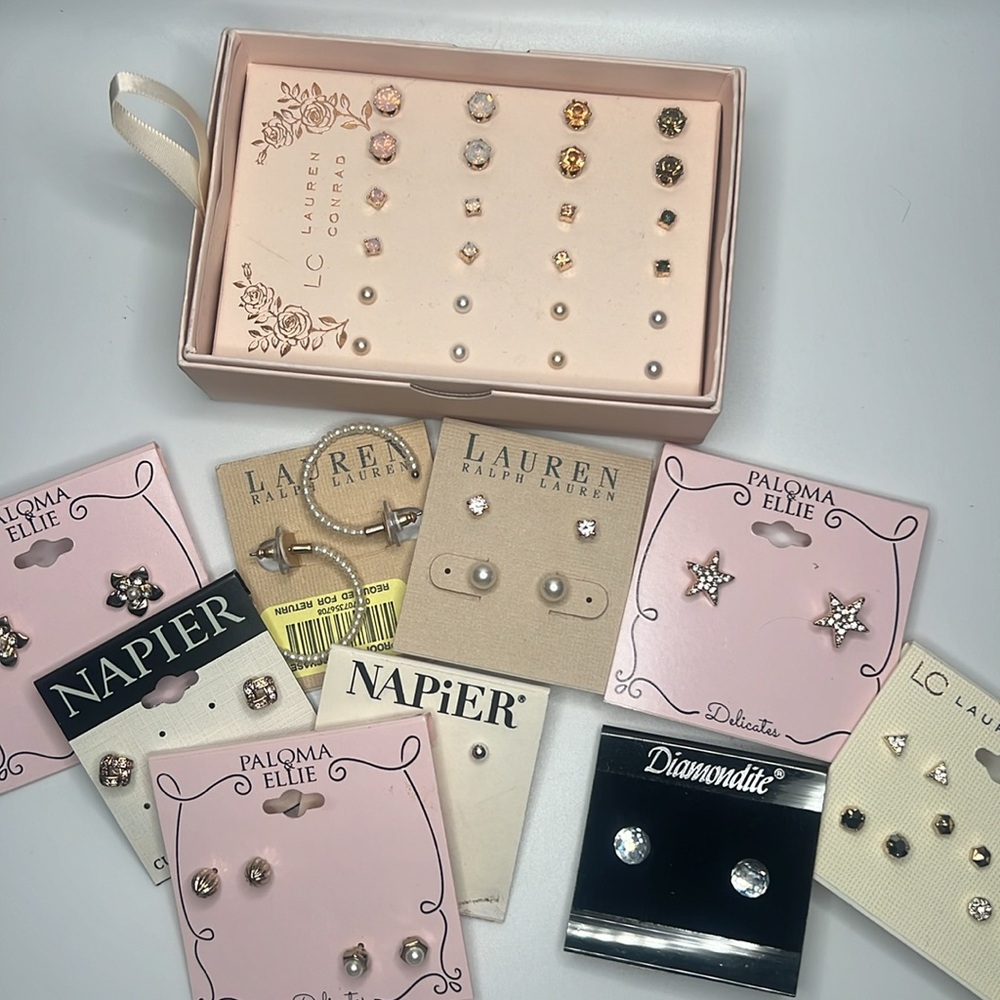 NWT Lot of pierced earrings Ralph Lauren, Lauren Conrad, Paloma & Elle, Napier!